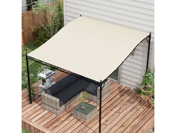 Outsunny Telo Gazebo 3x3m Polyester Beige avec Drainage