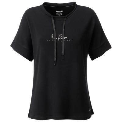 T-Shirt LPO "Joline", Damen, Gr. 40 (M), schwarz, Jersey, 67% Polyester, 30% Modal, 3% Elasthan, loose fit hüftbedeckend, Rundhals, Shirts T-Shirt, Recycling-Material