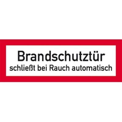 Aufkleber Brandschutztür schließt bei Rauch automatisch, Folie, 297x105 mm