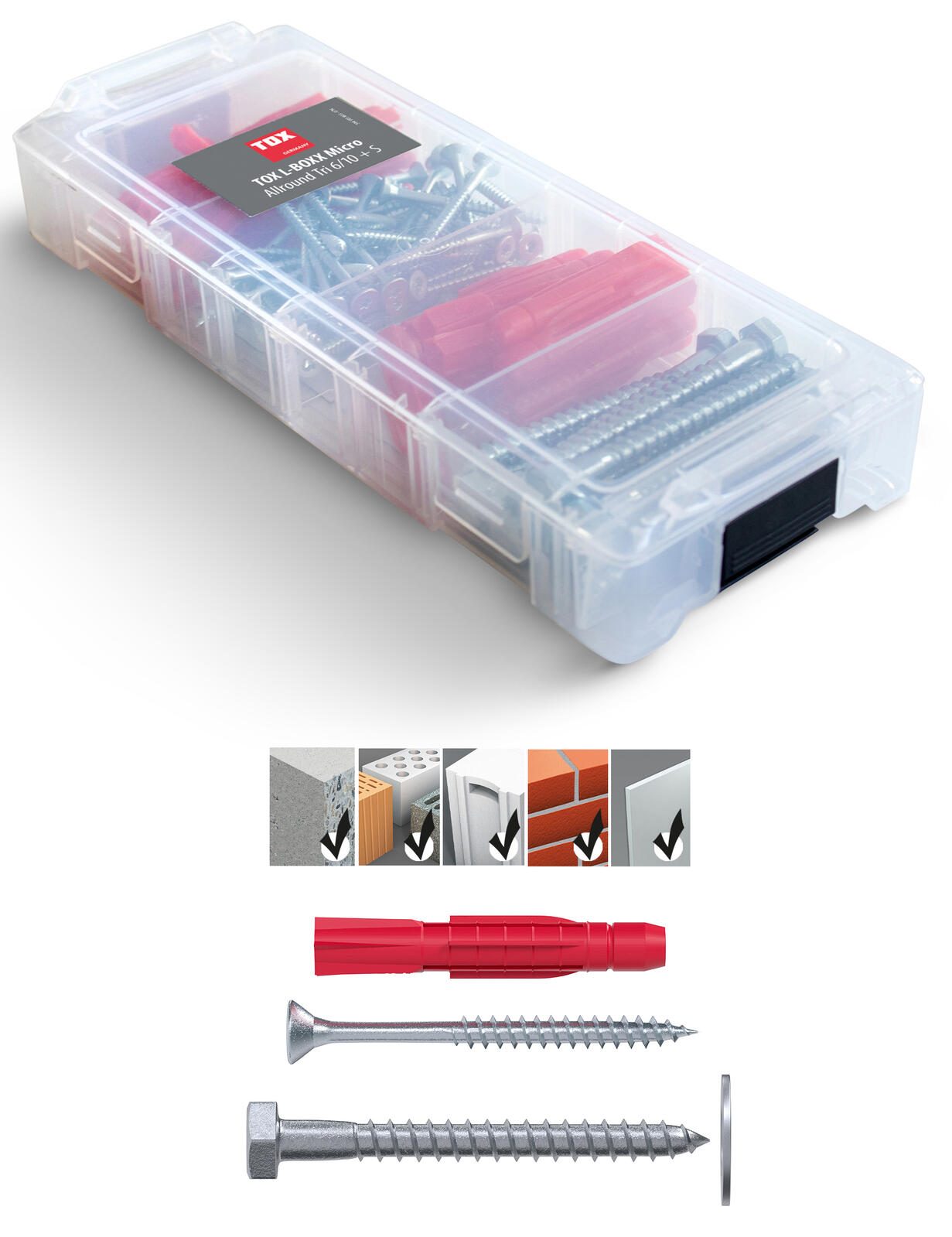 TOX L-BOXX Micro Allround TRI 6/10 Dübel- und Schrauben-Sortiment 130 tlg. 094901803