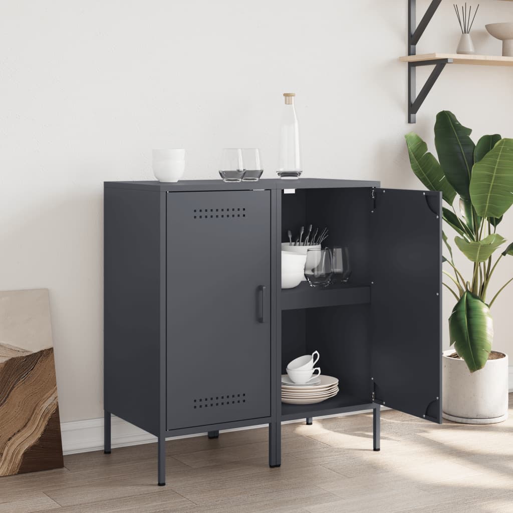 vidaXL Buffets 2 pcs anthracite 36x39x79 cm acier