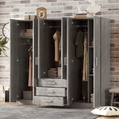 DEVERA 6-Doors Wooden Wardrobe Storage