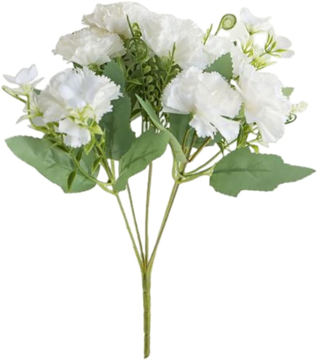 Kunstmatig boeket met 40 zijden anjers en hortensia's voor sfeervolle decoratie