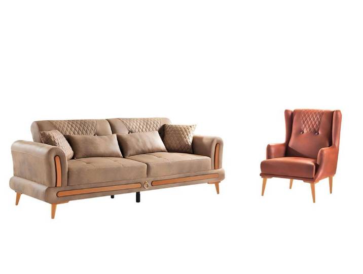 JVmoebel Polstergarnitur Luxus Sofagarnitur im Westernstil mit hochwertiger Verarbeitung, (2 tlg.WOHNZIMMER SET (3 SITZER SOFA + SESSEL), Made in Europa