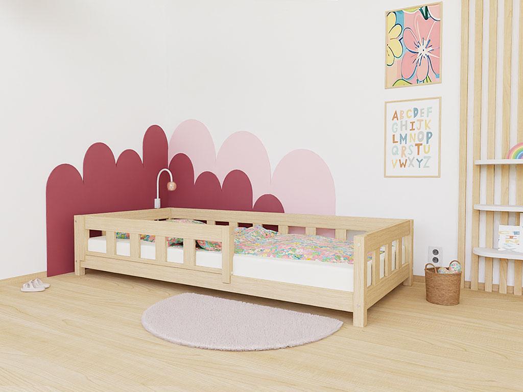 Einzelbett PLOTTY mit Rausfallschutz - Unlackiert - 120x180 cm - Mit einer Barriere