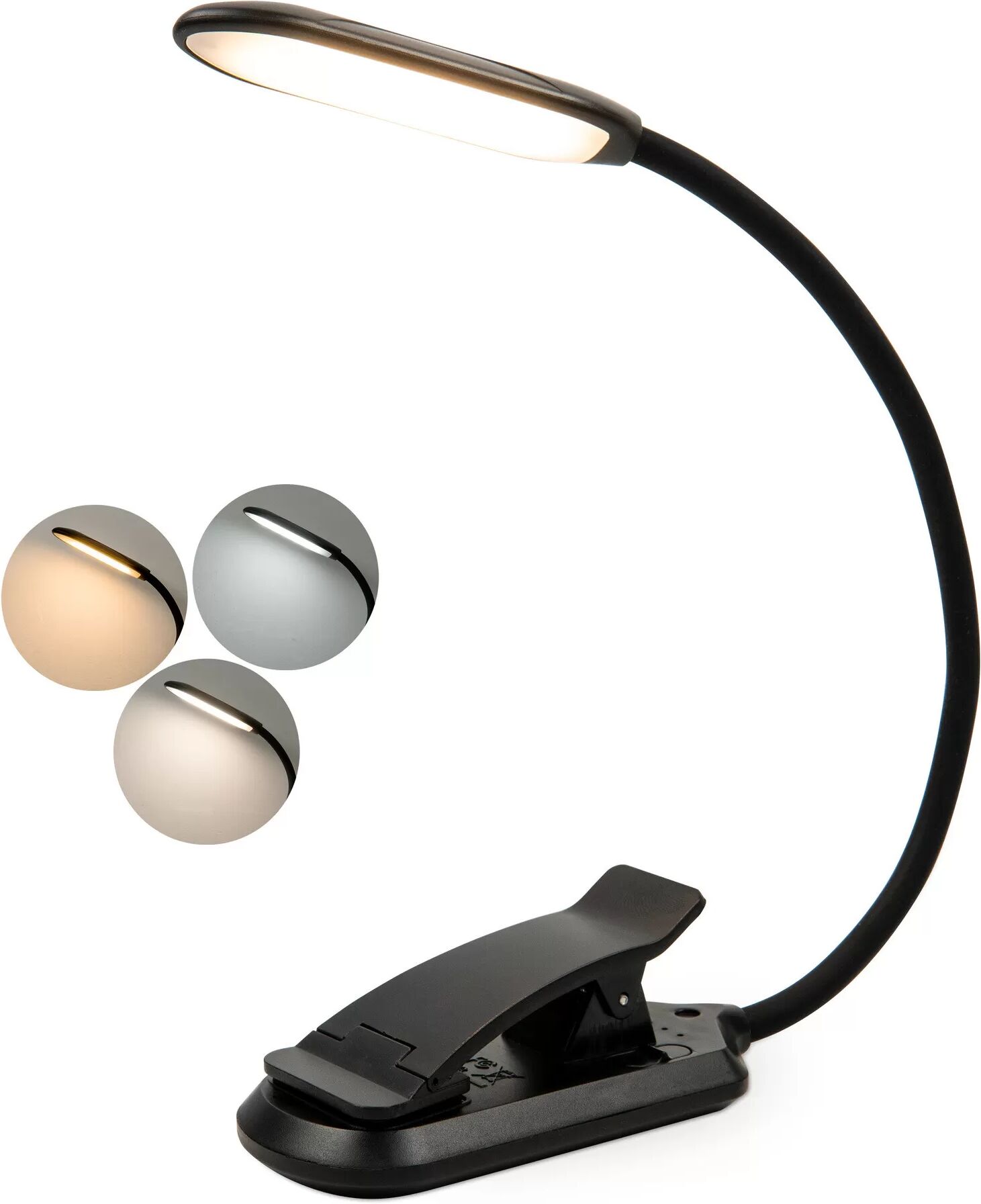 INF Buchlampe mit 3 Lichtfarben und Dimmer / Wiederaufladbare Leselampe