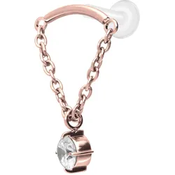 PTFE Labret mit Innengewinde + Titan-Aufsatz BOGEN + KETTE + KRISTALL