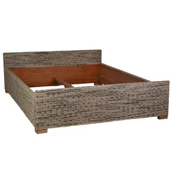 Rattanbett 180x200cm 'Luna' Massivholz, Rattan Mango