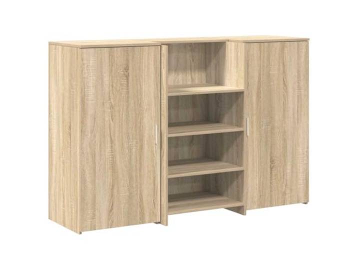 HKLGBVCR Empfangsschreibtisch Sonoma-Eiche, 155 x 50 x 103,5 cm, Holz Integrierte Theke, geräumige Aufbewahrung, professioneller vielseitiger Einsatz, Wandbefestigung im Lieferumfang enthalten