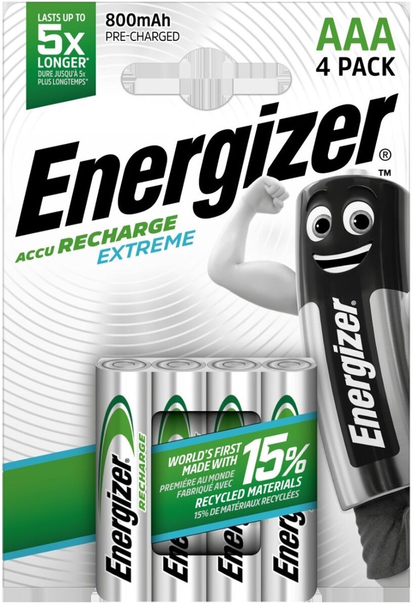 Energizer Accu Rechargeable Extreme AAA Batteries 800mAh NiMH HR03