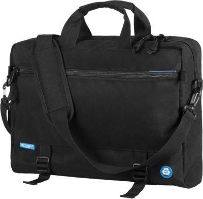 Laptoptasche Stop Ocean Plastic BARBADOS RPET, 3-in-1, für 1 Notebook bis 15,6´´, Hauptfach & Reißverschlussfach, abnehmbarer Schultertrageriemen, Recycling-PET, schwarz