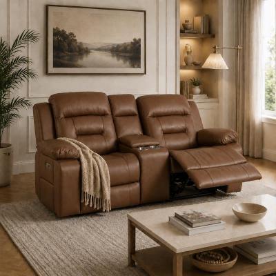 UR livingroom 71.5-Inch Faux Leather Power Reclining Loveseat with Storage