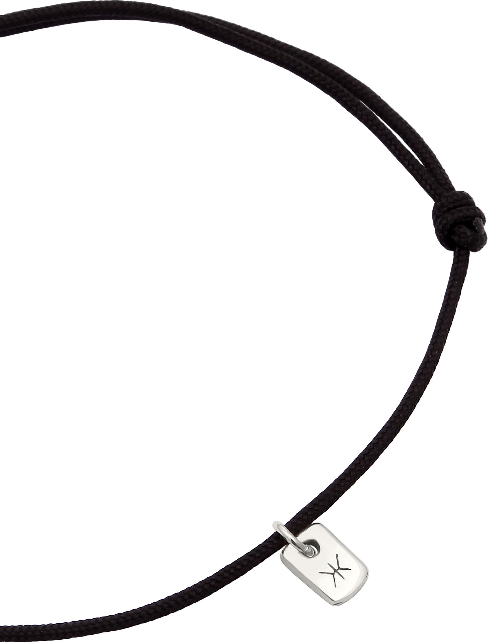 Armkette KUZZOI "Armband Nylonband Kreis 925 Sterling Silber" Gr. 19, silber, Armbänder, Herren, Silber 925 (Sterlingsilber), Armkette