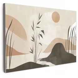 LEINWANDBILD Japandi - Landschaft - Beige Groß 140x90 cm