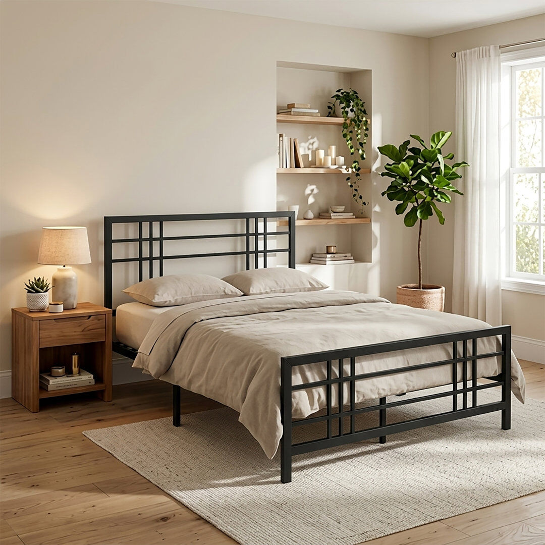 Wade Logan Boghos Kingsize (5') Open-Frame Bed Black Kingsize (5')