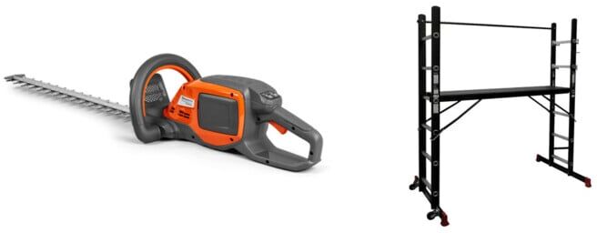 Set Stier Husqvarna Akku-Heckenschere 215iHD45 Solo-Version + STIER Gerüst Arbeitsbühne 150 kg EN 131