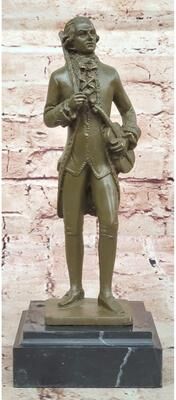 Bronzhaus Bronze Classical Violinist Figurine Sculpture On Marble Base