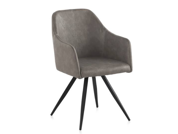 Fauteuil tapissé taupe avec pieds en métal noir