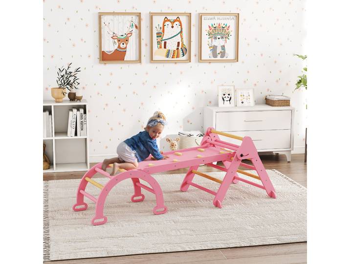 AIYAPLAY Triangle d'Escalade Pliable 7-en-1 avec Toboggan