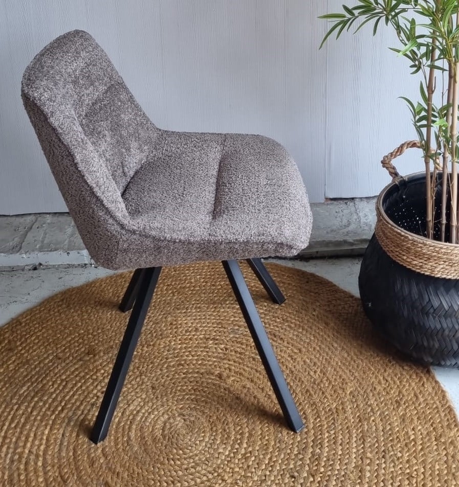 WoonStijl Eettafelstoel Plooi Boucle Taupe