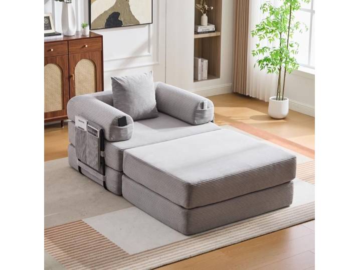 Canapé Lit Convertible Modulaire LUSCRIATE Fauteuil Pliable Multifonction avec Poches de Rangement Idéal pour Petit Espace