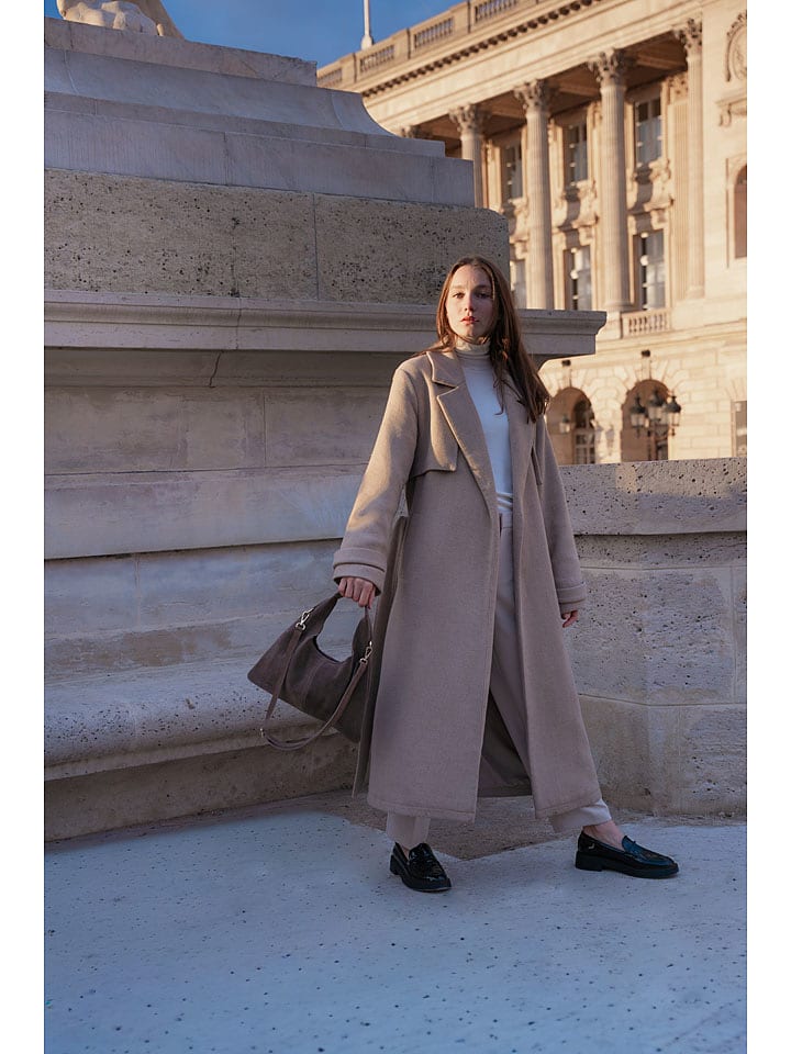 maison héritage PARIS Leder-Henkeltasche "Eira" in Taupe - (B)34 x (H)17 x (T)1 cm - onesize