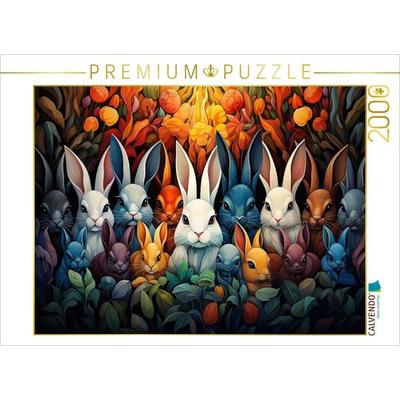 CALVENDO Puzzle Kaninchen - Illustration vieler Köpfe auf einem Bild | 2000 Teile Lege-Größe 90x67cm Foto-Puzzle für glückliche Stunden