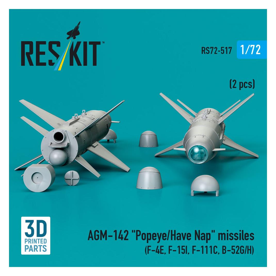 ResKit AGM-142 Popeye/Have Nap missiles (2 pcs) (F-4E, F-15I, F-111C, B-52G/H) (3D Printed) (RS72-0517)
