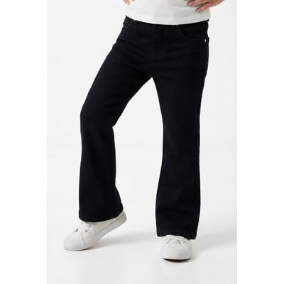 Schlagjeans KIDS ONLY "KOGJUICY", Mädchen, Gr. 146, N-Gr, schwarz (schwarz denim), Denim/Jeans, Obermaterial: 99% Baumwolle, 1% Elasthan, unifarben, bootcut fit knöchellang, Jeans