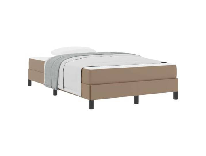 PUGYNBK Bettgestell mit Cappuccino-Matratze, 120 x 190 cm, Stoff Robustes Holz, feste Lamellen, Taschenfederkerne, extra Schaumstoff, mittlere Festigkeit, einfache Montage