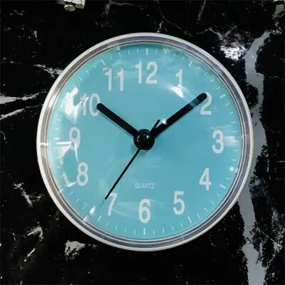 Daily Discovery Waterproof Bathroom Wall Clock With Suction Cup Anti Fog Mini Quartz Shower Clock blue