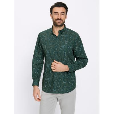 Langarmhemd MARCO DONATI, Herren, Gr. 41/42, Normalgrößen, grün (moos, gemustert), 100% Baumwolle, bedruckt, gemustert, körpernah, Hemden