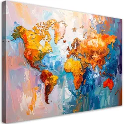 LEINWANDBILD Bunte Weltkarte 60x40cm
