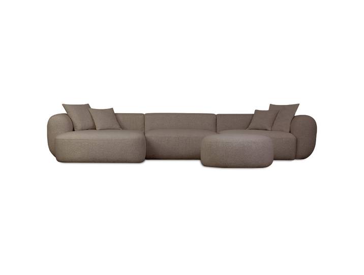 Großes L-förmiges modulares Ecksofa Baomi mit Hocker,