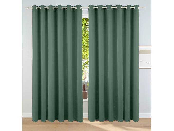 Verdunkelungsvorhang OTTO HOME Solana Gr. 7, grün, B:280cm H:225cm, Polyester, Polyester, Gardinen, Verdunkelungsvorhang, Vorhang, Gardine, Breite 280 cm, verdunkelnd, einfarbig, Raumteiler