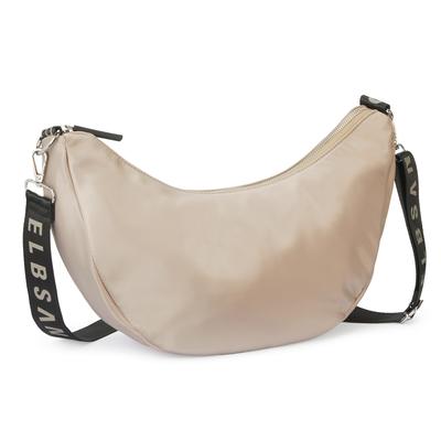 Umhängetasche ELBSAND "Hobo-Tasche, Schultertasche, Minibag, Henkeltasche, Crossbody Bag", Damen, Gr. B/H/T: 37cm x 25cm x 13cm, beige (sand), Stoff, Textil, unifarben, Taschen Umhängetasche, Handtasche Damen zum Umhängen aus weichem Material VEGAN