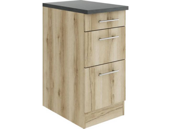 Optifit Schubladenunterschrank Livorno290 BxTxH 40 x 60 x 84,8 cm wildeiche matt strukturiert zerlegt KULI U436-9+