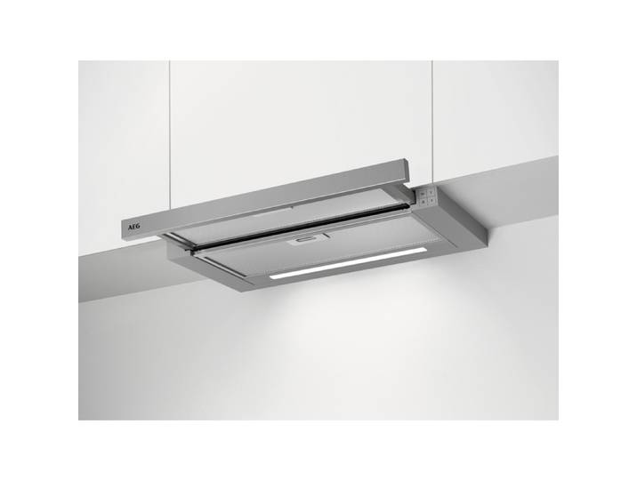AEG DPS3640AM Flachschirm-Dunstabzugshaube / Abluft oder Umluft / 60cm / Grau / max. 345 m³/h / min. 49  max. 68 dB(A) / C / Kurzhubtasten / Grau, 942022604