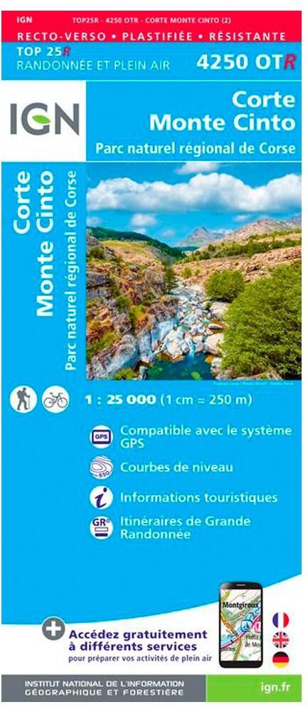 IGN  - 4250OTR Corte, Monte Cinto, Parc naturel régional de Corse - Résistante - Carte