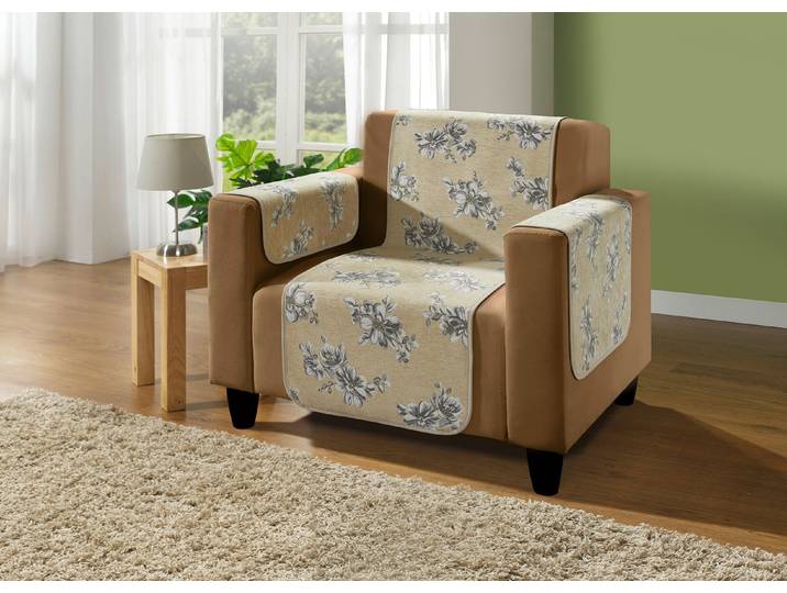Hochwertige Wohnaccessoires mit Bandeinfassung, Beige, Größe 102 (TV-Sessel-Schoner, 50x200 cm)