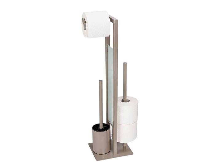 WC-Garnitur Rivalta Stahl Bodenplatte, Trennglas: Gehärtetes Glas, Einsatz: Polypropylen Braun/Taupe 18 x 70 x 23cm