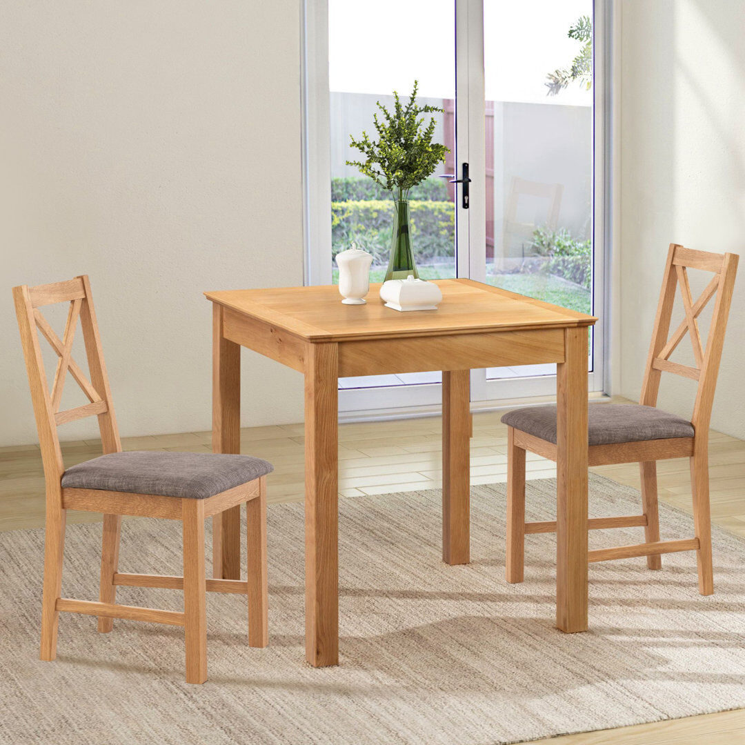Mistana 2 -Person Oak Solid Wood Dining Set Grey 2