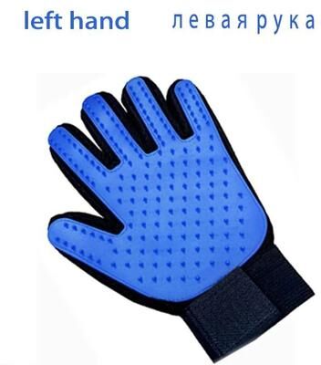 Uplift Essentials DualPet Interactive Grooming & Deshedding Glove left Blue