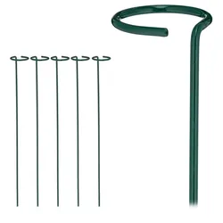 Relaxdays 6er Set Pflanzstäbe aus Metall Dunkelgrün