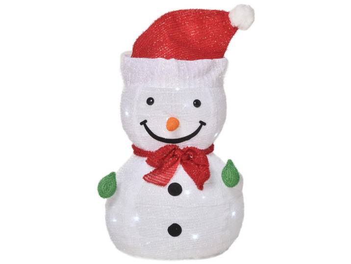 Outsunny Schneemann Weihnachtsdekoration mit LED-Lichter Modell Dekoration Polyester, Grün, Rot, Weiß, Kunststoff, 30x51x30 cm, Dekoration, Weihnachtsdekoration