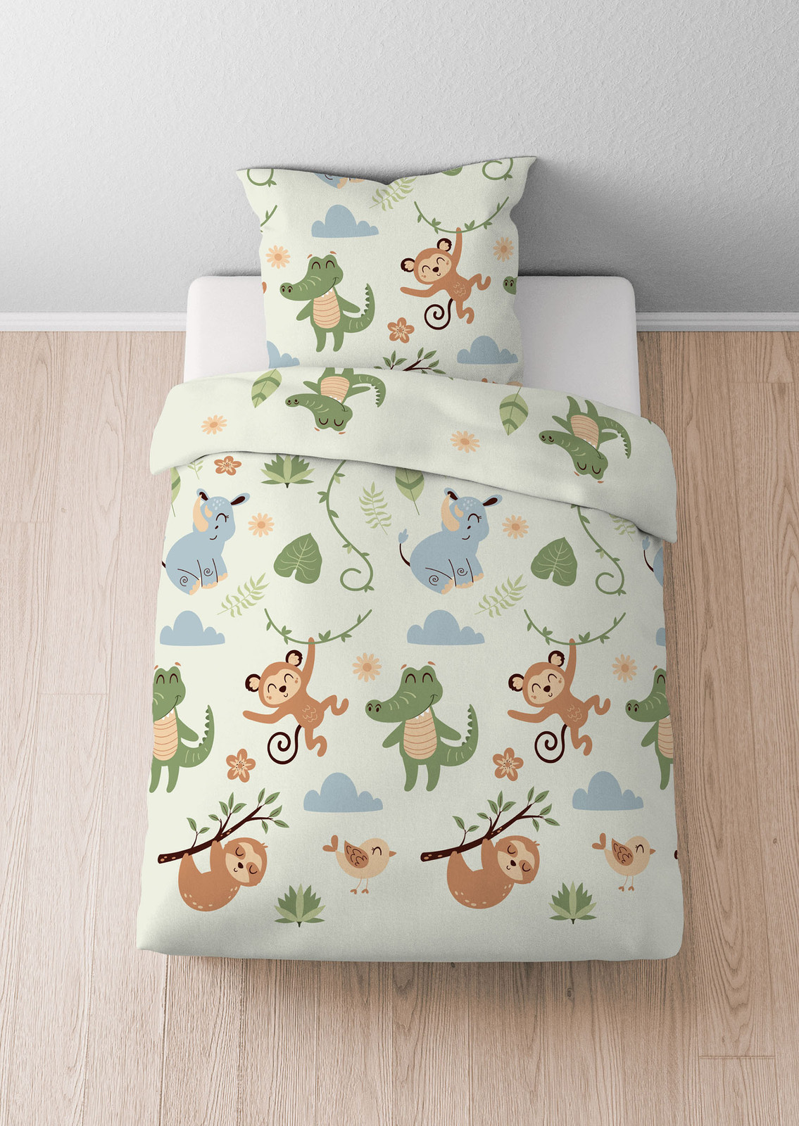 home24 Flanellen beddengoed Luiaar beige met grafische dierenprint