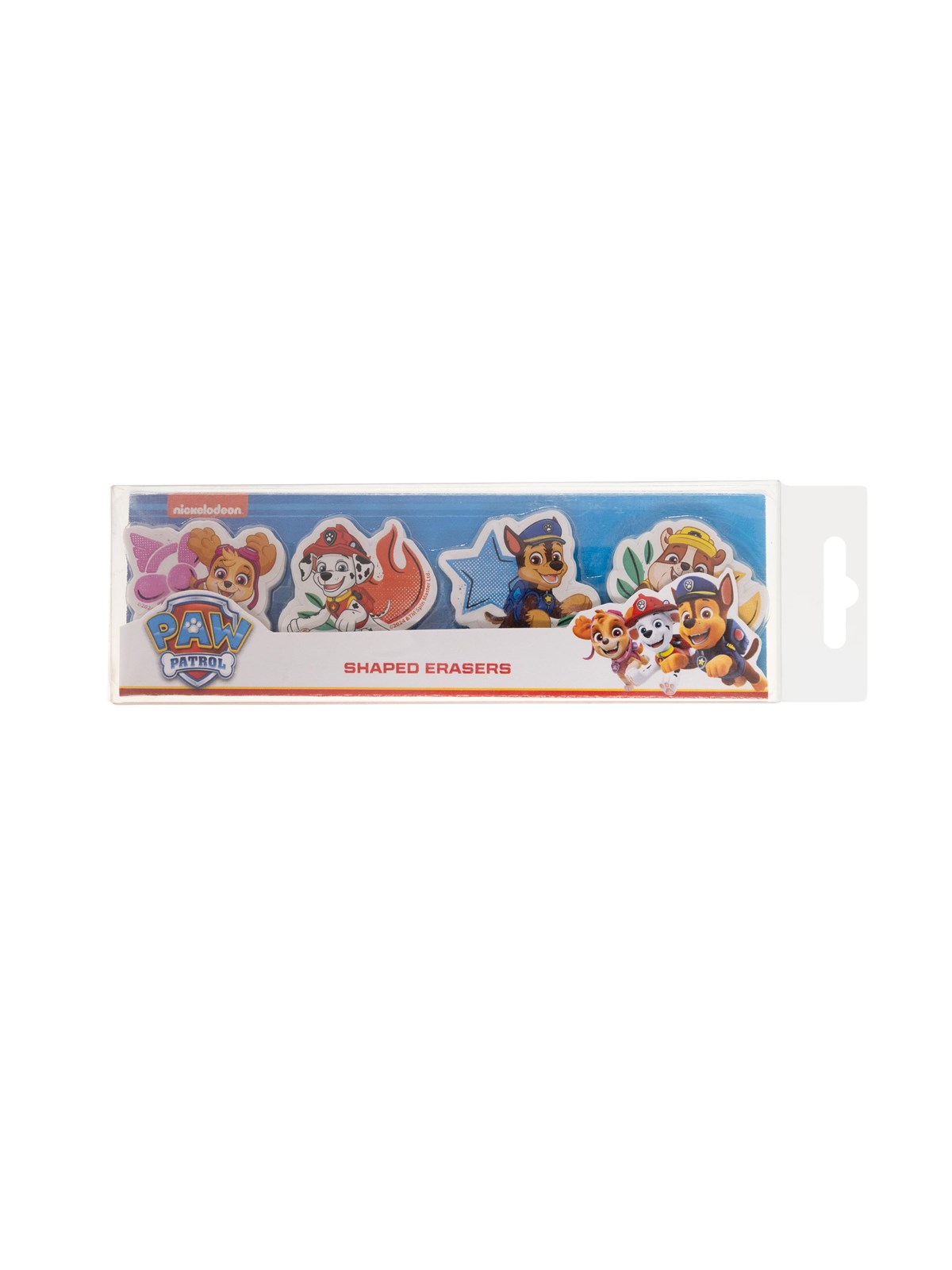 Euromic PAW PATROL 4-pack erasers - 4 shaped erasers packed in acetate box with eurohole (size of box 5.2 x 16 cm)