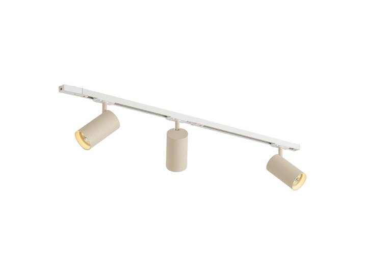 Système de rail moderne avec 3 spots blanc et beige monophasé