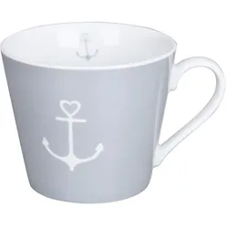 Krasilnikoff Tasse Happy Cup Anchor, 400 ml, grau