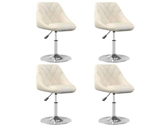 KGHFDVB Drehbare Esszimmerstühle 4 STK. Creme Samt mit Stahlgestell Verchromtes Stahlgestell, Gasdruckfeder, 360 Grad drehbar, höhenverstellbar, modernes Design